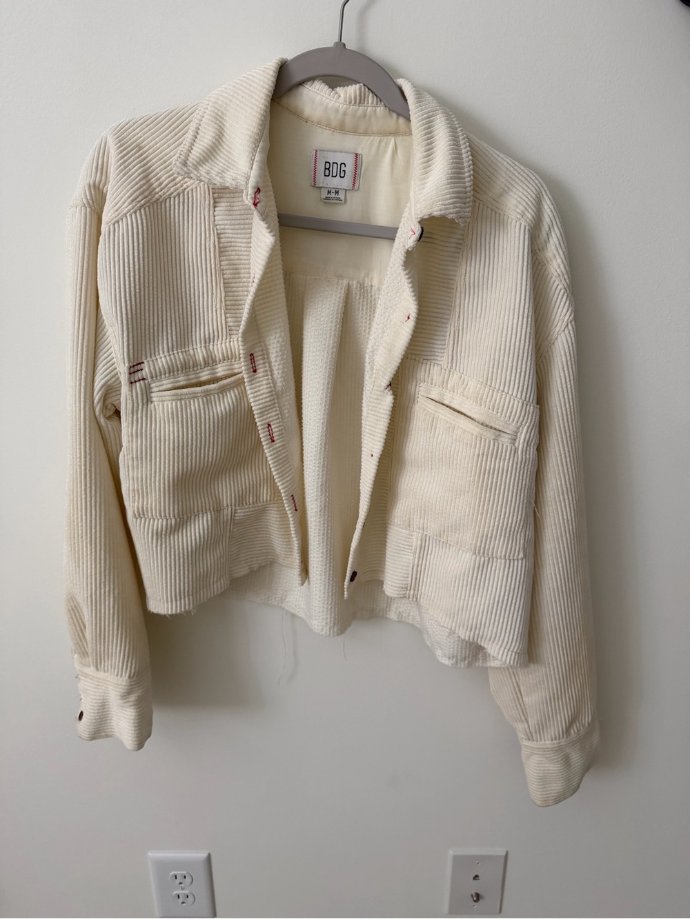 BDG Off-White Corduroy Crop Jacket